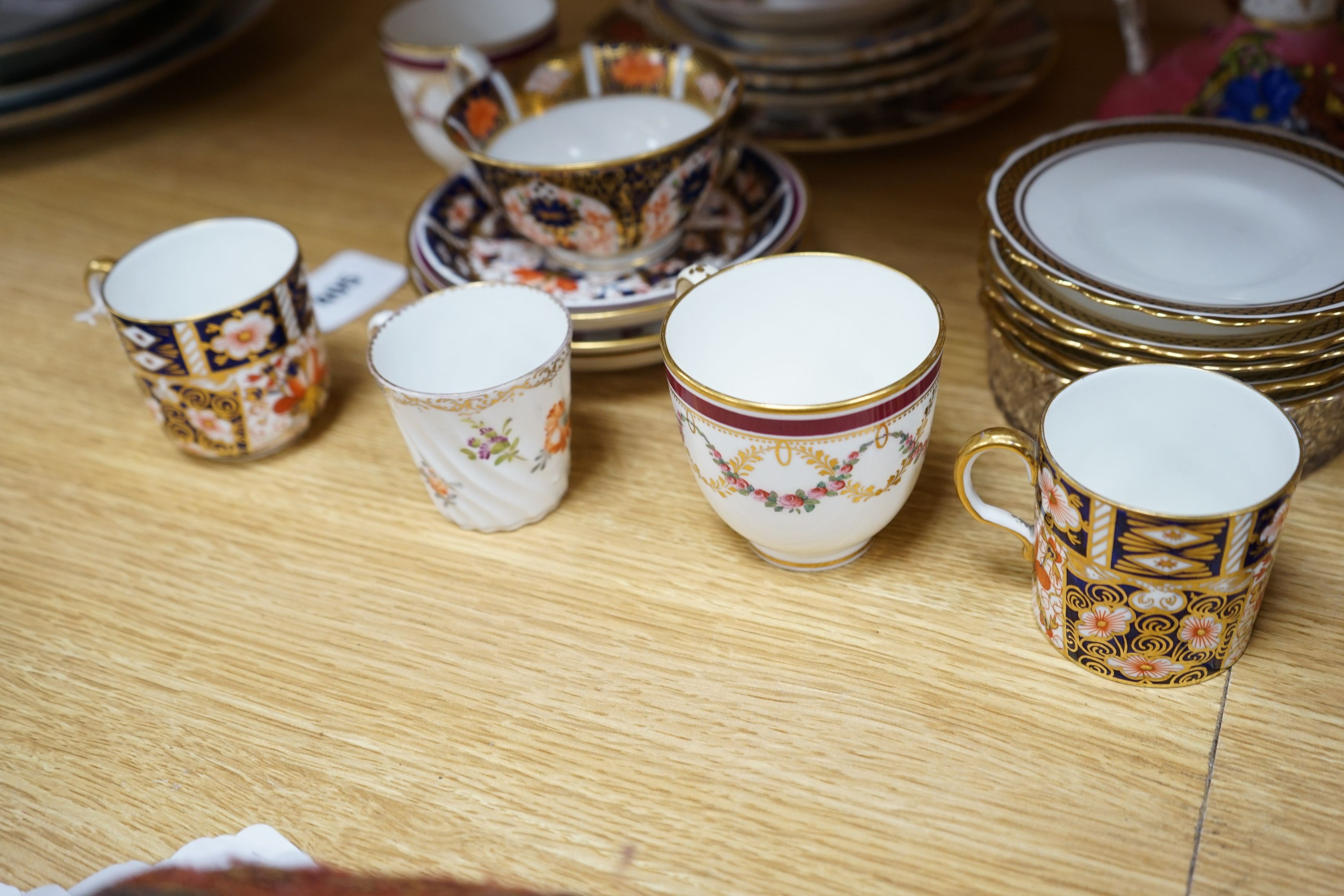 A group of Derby, Spode, Royal Crown Derby and other decorative tea wares